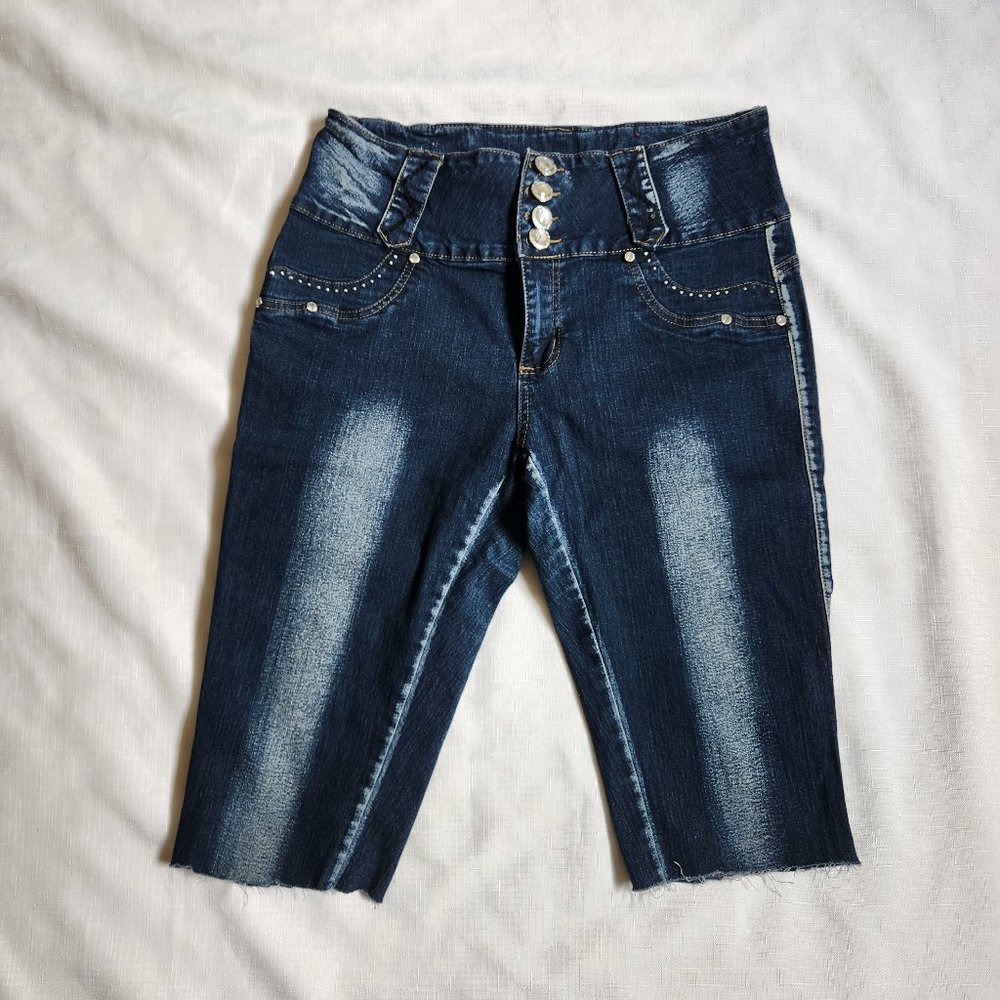 GOGO STAR Dark Blue Washed Cropped Jean Women (17)
